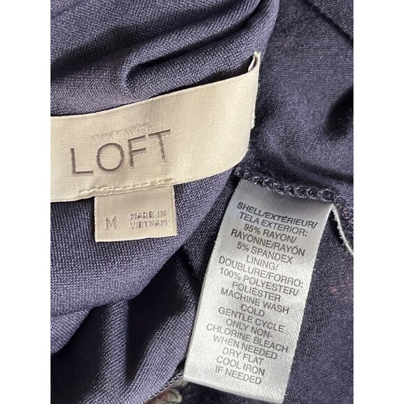 Loft Dress Rayon Knit Grayish Floral Fit & Flare Swingy Midi Comfortable Women M - Picture 5 of 10